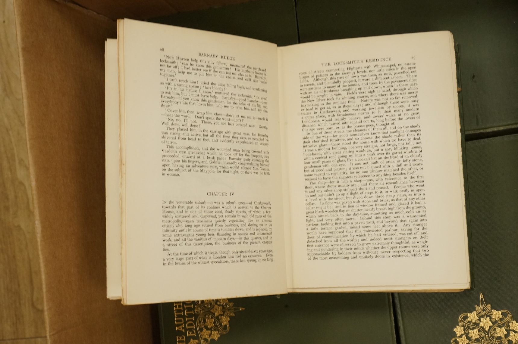 A collection of clothbound volumes of the authentic edition of the works of Charles Dickens published by Chapman and Hall, published 1901